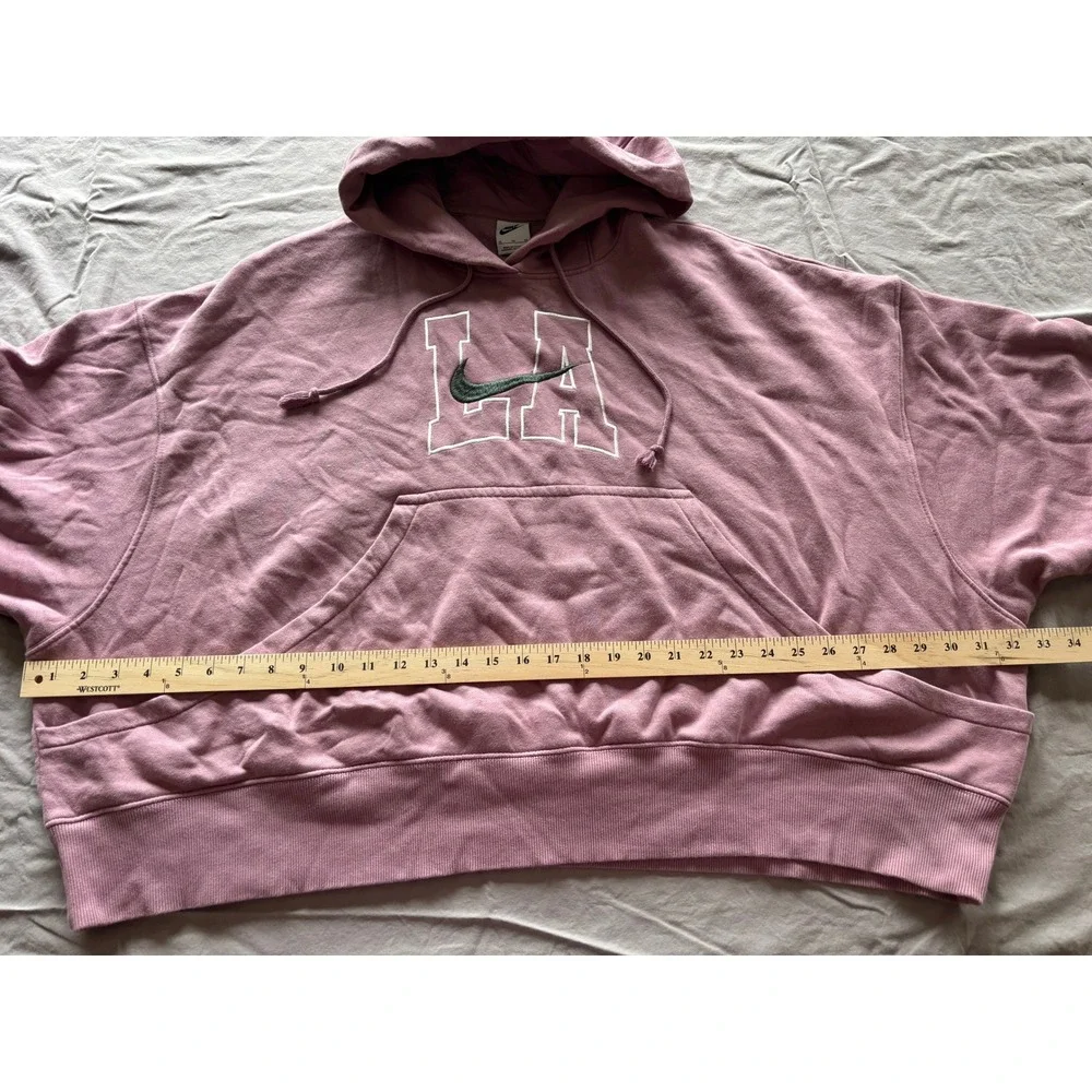 Nike Los Angeles LA Swoosh Oversized Cropped Hoodie Pink Womens XL 1035